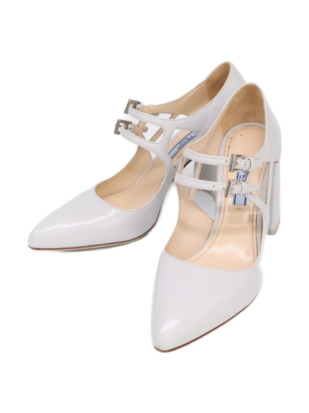 Prada Double Strap Chunky Heel Pumps